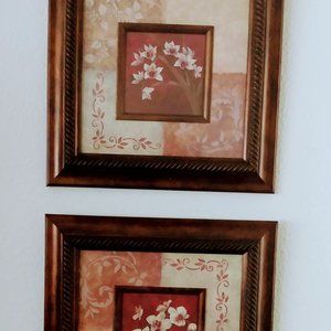 VINTAGE MEDITERANE FLORAL PRINT PICTURES SET OFTWO